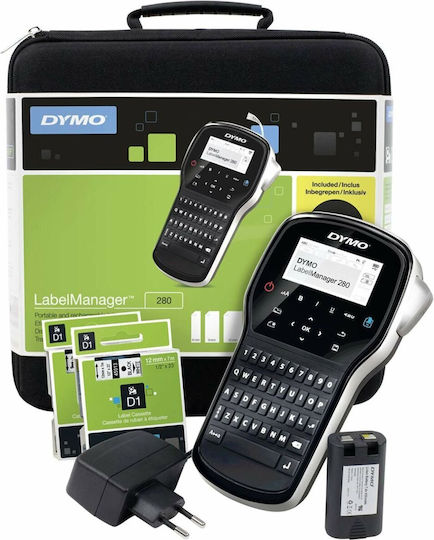 Dymo Labelmanager T 280 Qwerty Kitcase Ηλεκτρονικός Ετικετογράφος Χειρός σε Μαύρο Χρώμα