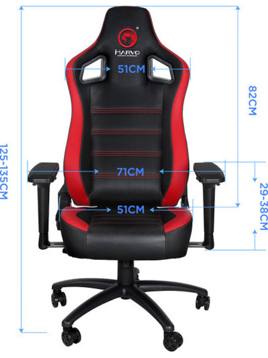 Marvo CH-118 Καρέκλα Gaming Δερματίνης με Ρυθμιζόμενα Μπράτσα Μαύρη