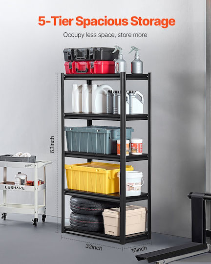 Vevor Storage Shelves 16" D X 32" W X 63" H Garage Storage Shelves 5-Tier