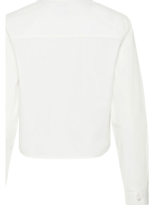 Langärmelig Damen Hemd White