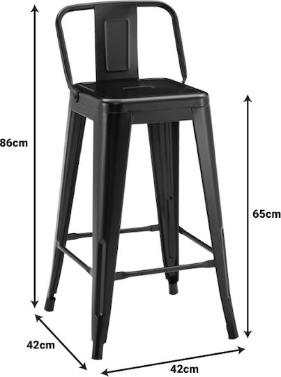 Hocker Bar mit Rückenlehne Metall Utopia White Shade 42x42x86cm