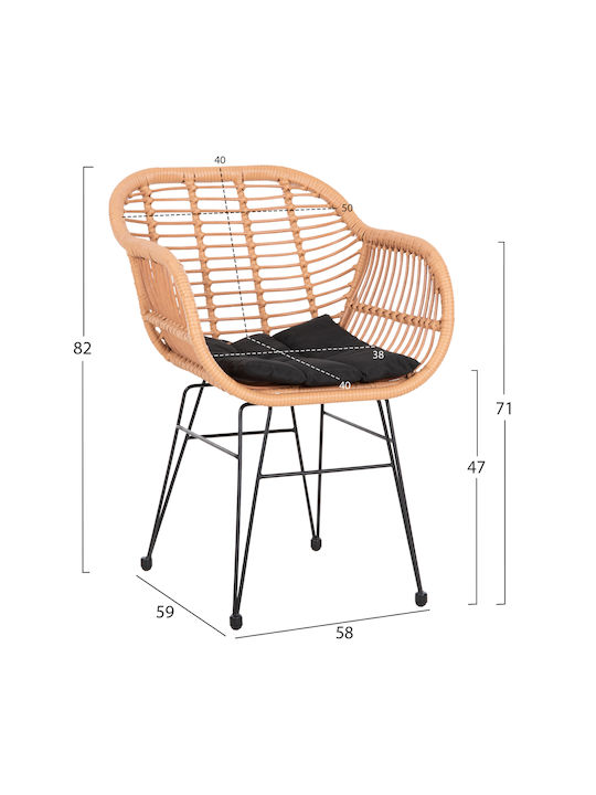 Garten- und Outdoor-Möbelsets Allegra 4 Stück Korb-Metall mit Kissen