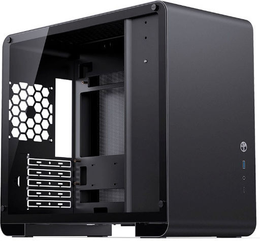 Jonsbo U4 Mini Геймърско бюро Мини кула Компютърна кутия със страничен прозорец Черен