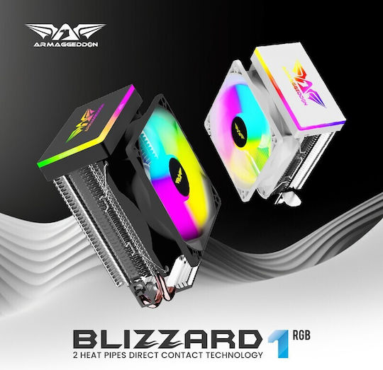 Armaggeddon Blizzard 1 Охладител за ЦПУ за Socket /A/M/4/A/M/5/1/2/0/0/1/1/5/x/1/7/0/0/ с RGB Осветление Черен