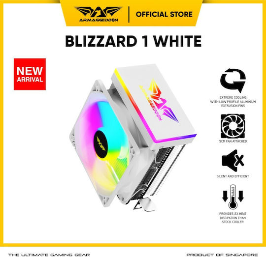 Armaggeddon Blizzard 1 Ψύκτρα Επεξεργαστή για Socket AM4/AM5/1200/115x/1700 με RGB Φωτισμό Λευκή