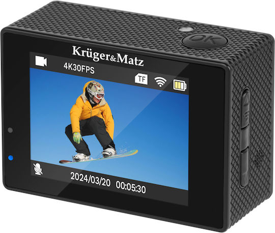 64GB Action Camera 4K Ultra HD Υποβρύχια (με Θήκη) και Wi-Fi Μαύρη