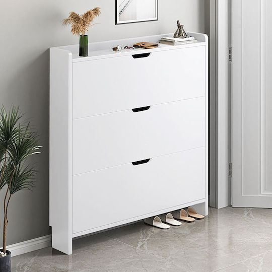 Wooden Shoe Organizer White 80x17x115cm