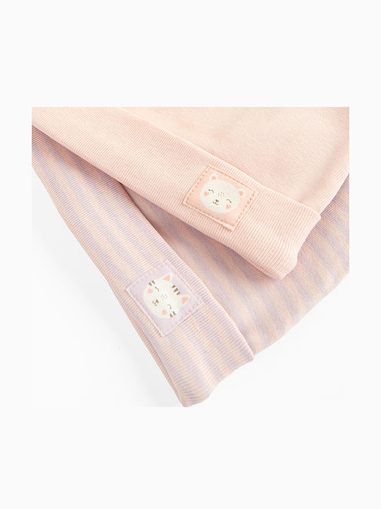 Kinder Mütze Stoff Rosa 2Stück