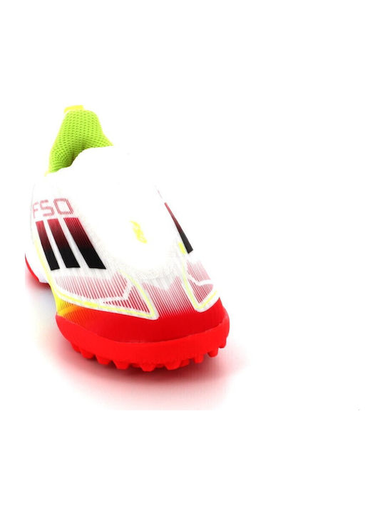 F50 League Ll Tf J Kids Turf Soccer Shoes without Laces Cloud White / Core Black / Solar Yellow