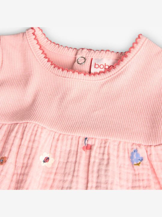Kinderkleid Kurzärmelig Blumen Pink