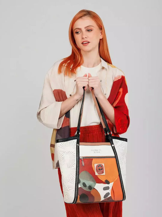 Γυναικεία Τσάντα Shopper Ώμου Εκρού