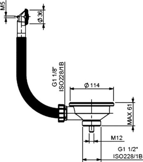 Bonomini Valve Sink with Overflow and Output 115mm
