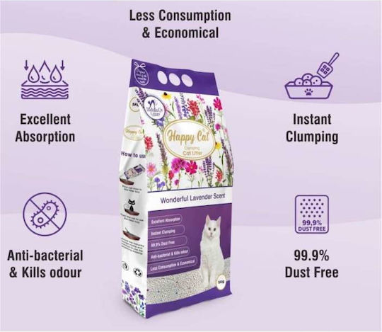 Happy Cat Bentonite Cat Litter with Scent Lavender 10lt