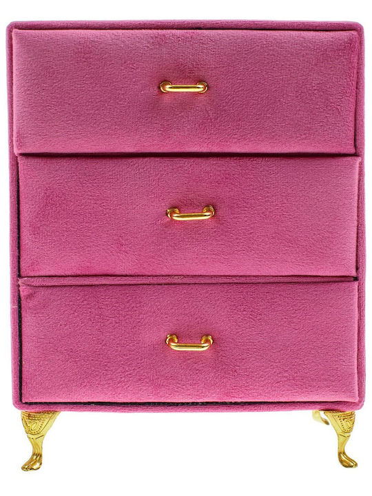Jewelry Organizer Fuchsia Velvet 3 Drawers Golden Details Vintage 15x9x19.5cm Jewelry Organizer Fuchsia Velvet 3 Drawers Golden Details Vintage 15x9x19.5cm