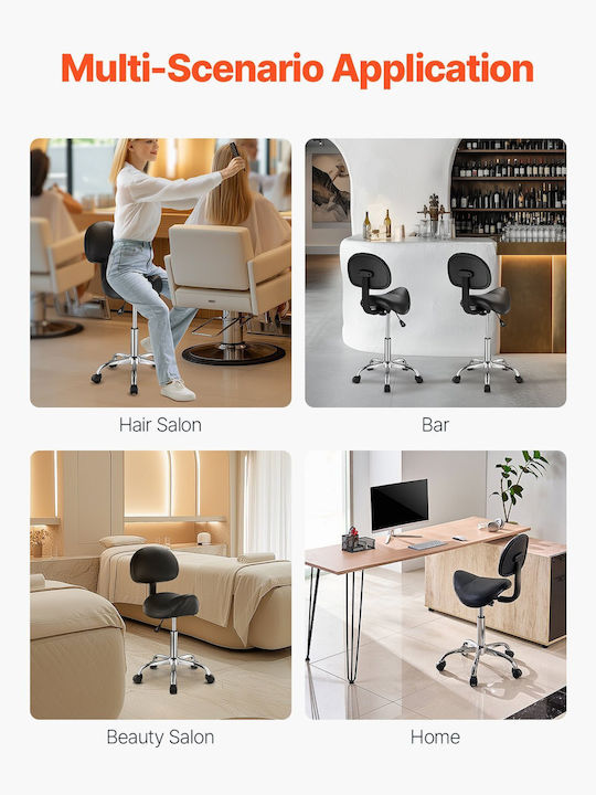 Ergonomic Office & Desk Stool with Backrest Black 37.5x36x100cm