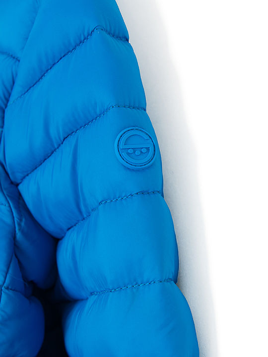 Kids Quilted Short Coat with Hood Blue