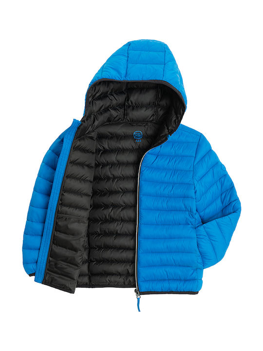 Kids Quilted Short Coat with Hood Blue