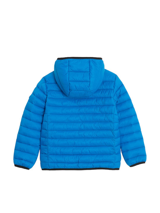 Kids Quilted Short Coat with Hood Blue