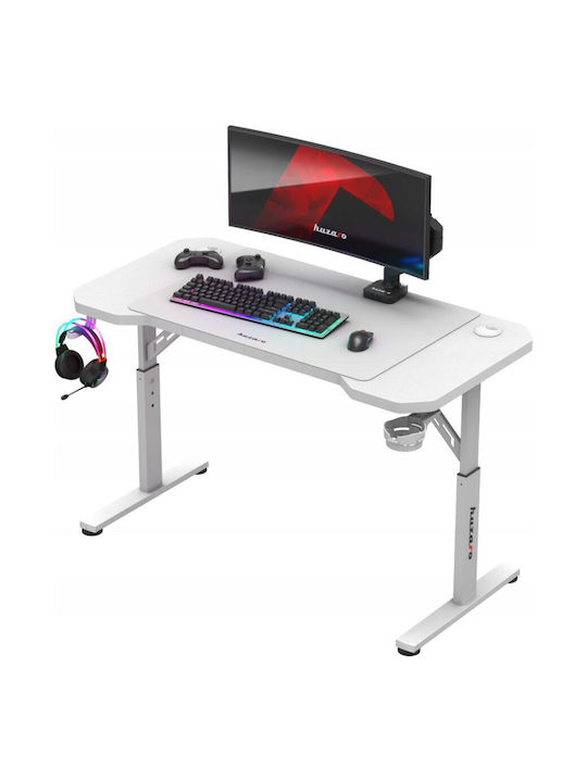 Γραφείο Gaming Hero Ξύλινο White με Μεταλλικά Πόδια & Ρυθμιζόμενο Ύψος 120x60x56εκ.