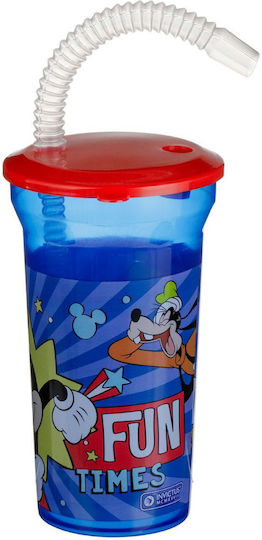 Kleinkinderbecher mit Griff und Strohhalm Mickey aus Plastik Blau 400ml