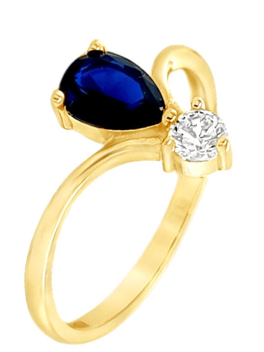 Xryseio Ring with Zircon made of Gold 14K