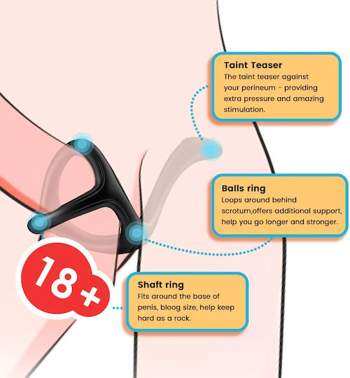 Toyboy Soft Stretchy 3 In 1 Cock Ring Taint Teasing Tail Κωδικός Προϊόντος Sw-62273