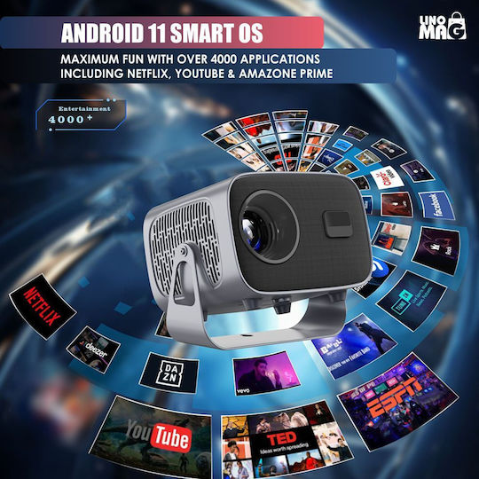 Linomag Mini Projector LCD HD Λάμπας LED με Wi-Fi και Ενσωματωμένα Ηχεία