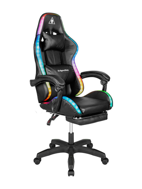Kruger & Matz GX-150 Scaun Gaming Din piele ecologică cu Iluminare RGB și Suport pentru picioare Neagră
