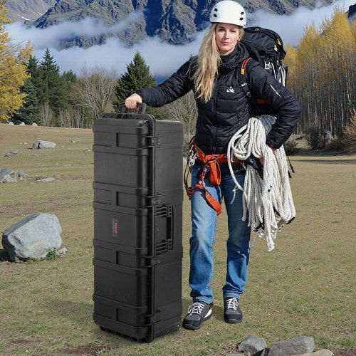 Vevor 5.5 Cubic Feet Waterproof Hard Case 3 Handles Large Capacity Black Case Ffystx72lfycxyxh8v0