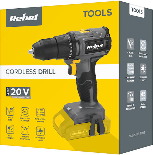 Rebel RB-1004 Δραπανοκατσάβιδο Μπαταρίας Solo Brushless 20V