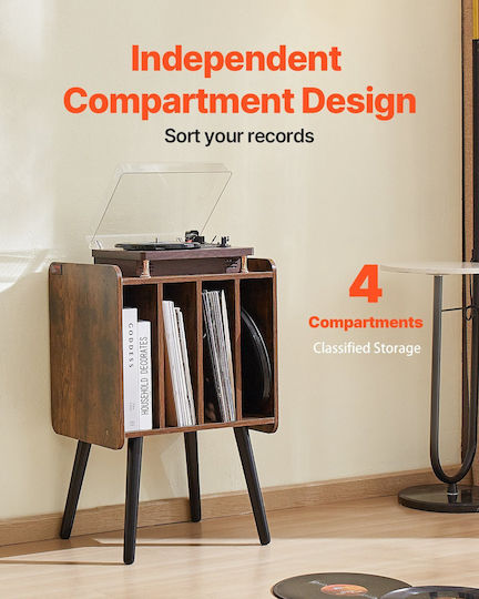 Vevor Vinyl Record Stand Wooden 2-Tier Up to 100 Albums Brown