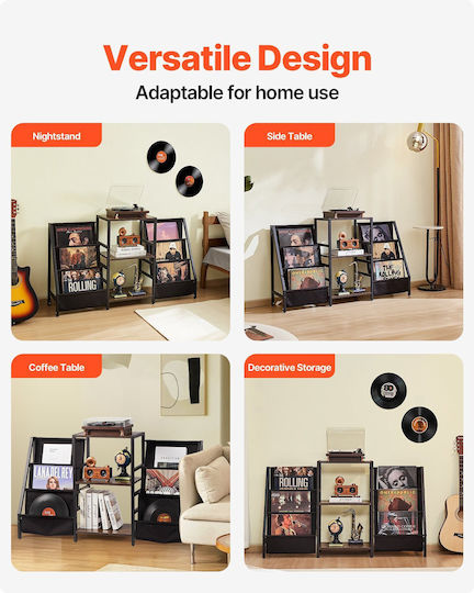 Vevor 3-Tier Metal Vinyl Record Stand Holds Up to 280 Albums Black
