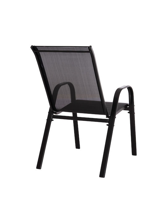 Outdoor Metal Chair Leon Black 4 Pieces 55x70x91cm