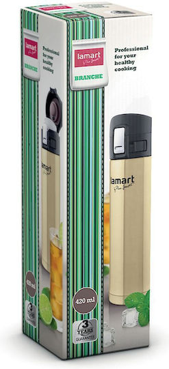Lamart Flask Branche Bottle Thermos Stainless Steel 420ml Gold with Mouthpiece