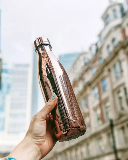 Chilly's Chrome Bottle Thermos Stainless Steel BPA Free 500ml Rose Gold