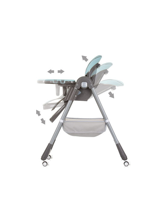 Chipolino First Spoon Foldable Highchair with Metal Frame & Leatherette Seat Teal