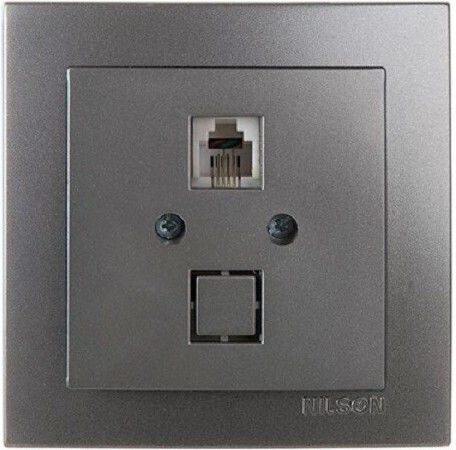 Geyer Nilson Single Network Socket RJ45 Cat6 Gray 24161045