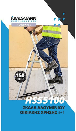 Krausmann Scară Aluminiu cu 3+1 Trepte 144buc