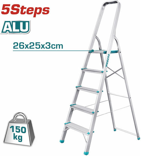 Total Aluminiumleiter Leiter Aluminium mit 4+1 Stufen 260cm