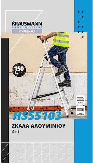 Krausmann Scară Aluminiu cu 4+1 Trepte 166buc