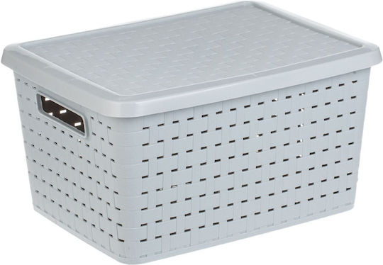 Storage Basket Plastic with Lid Gray 40lt 1pcs