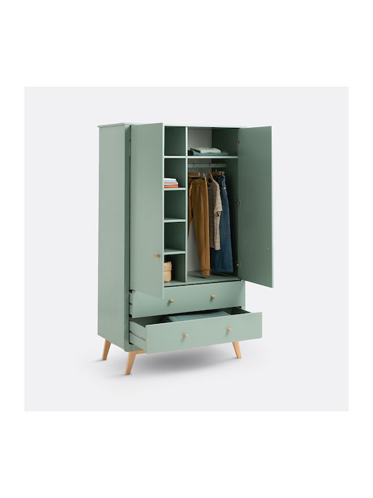 Two Door Wardrobe with 2 Drawers Green 106x55x181cm