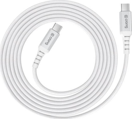 Crong Cablu Armor Link USB 3.0 USB-C Masculin - USB-C 60W PD Alb 0.25m