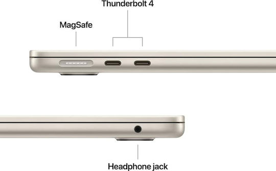Apple MacBook Air 15.3" IPS Retina Display (M4-10-Core/16GB/256GB SSD/10-Core GPU) with 35W Charger (Dual Port) Starlight (Greek Keyboard)