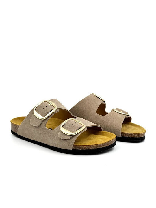 Betty Leather Women's Flat Sandals Anatomic Afelpado Piedra