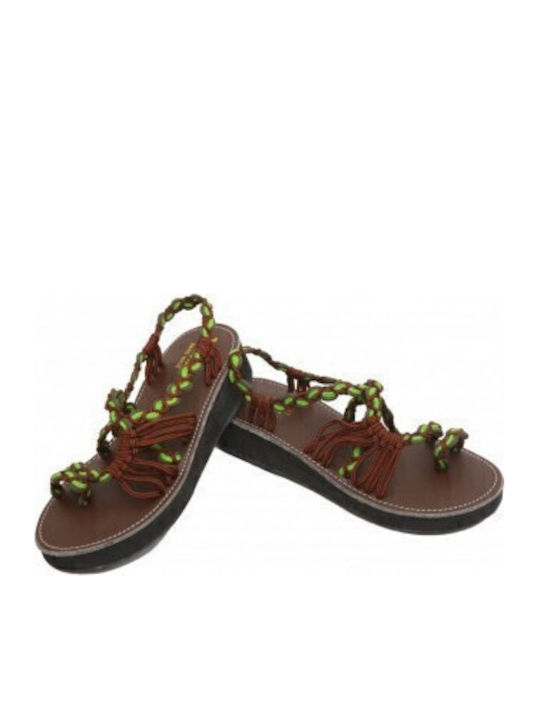 Women's Flat Sandals TAN SPOT/GREEN