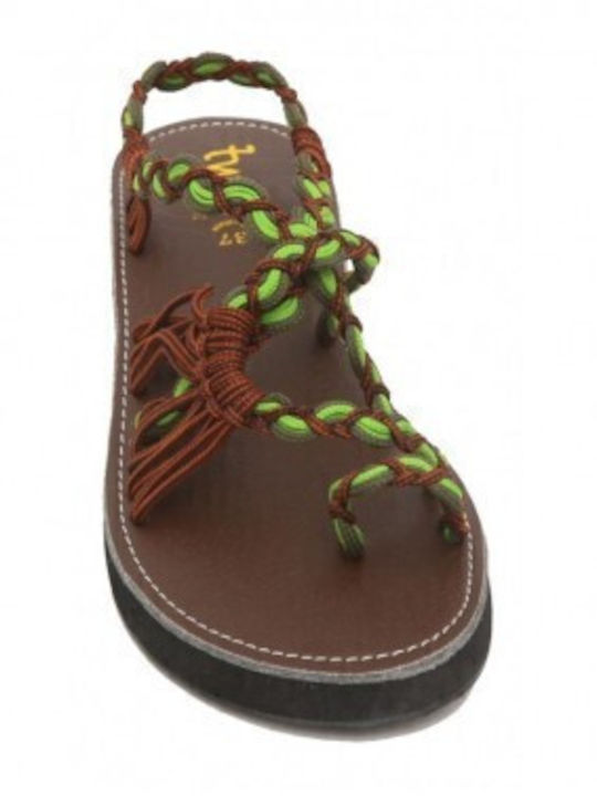 Women's Flat Sandals TAN SPOT/GREEN