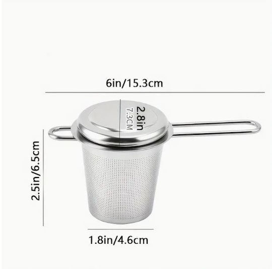 Stainless Steel Tea Filter Long Handle & Lid