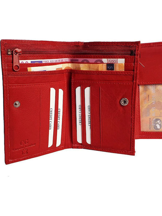 Small Leather Women's Wallet Classic with RFID Red