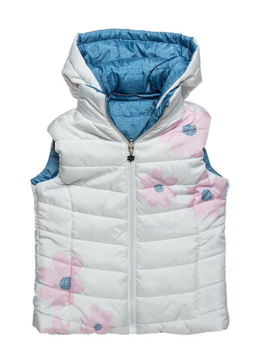Kids' Denim Jacket Sleeveless Double Sided with Hood Blue